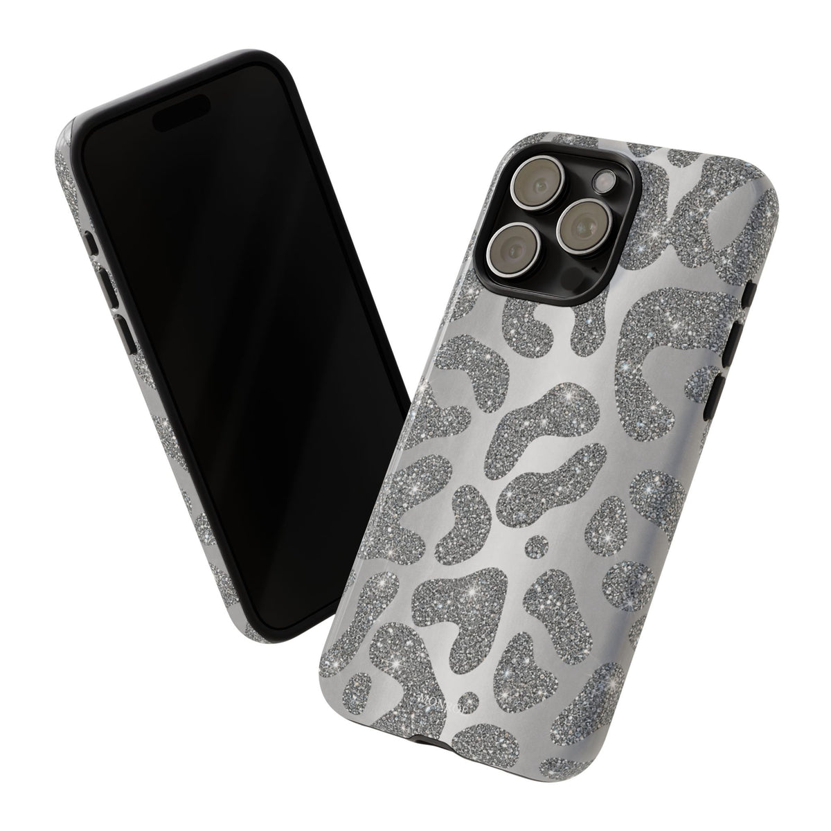 Silver Glitter Leopard Tough Case