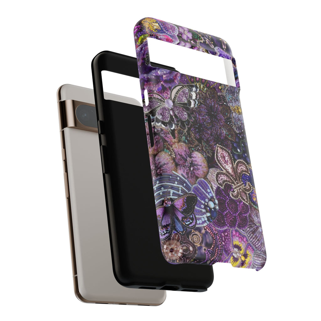 Purple Fleur-de-Lis Floral Tough Phone Case
