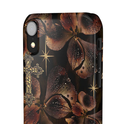 Brown Floral Cross Case