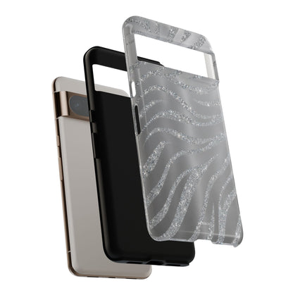 Silver Glitter Zebra Tough Case