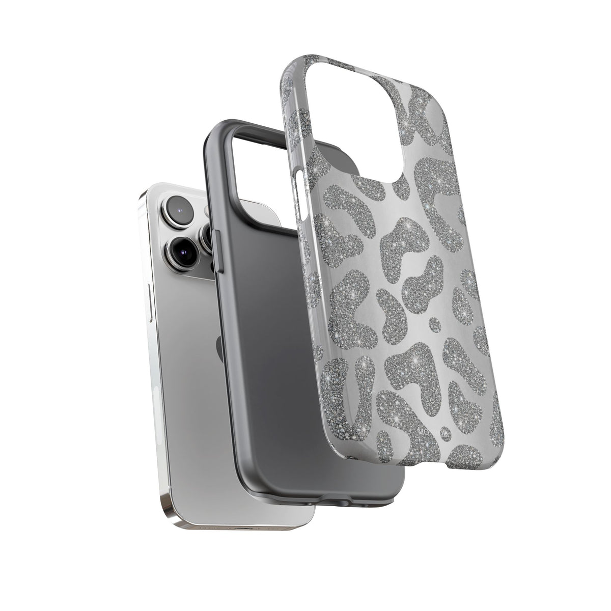 Silver Glitter Leopard Tough Case