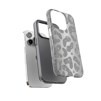 Silver Glitter Leopard Tough Case