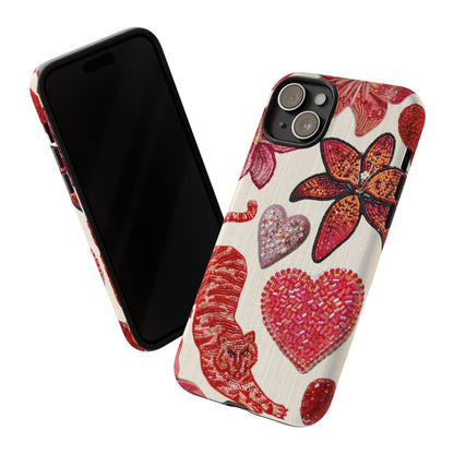 Floral & Heart Pattern Tough Case