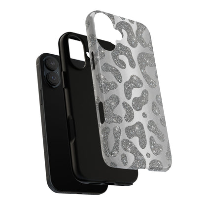 Silver Glitter Leopard Tough Case