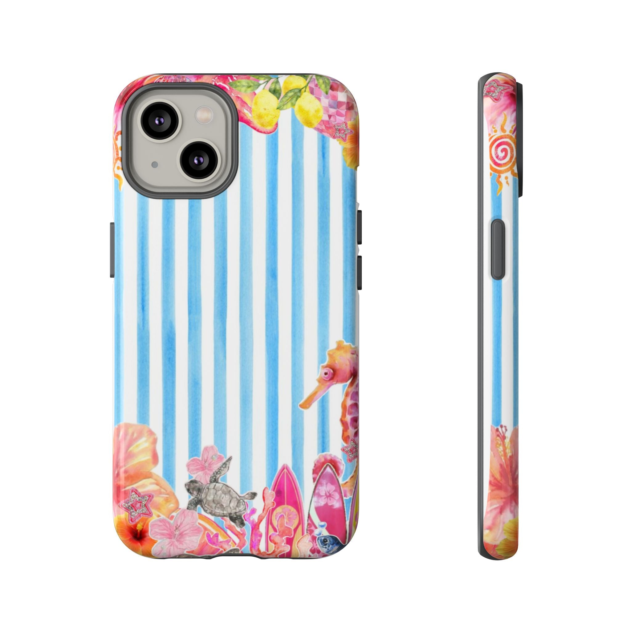 Beach Blue Striped Tough Phone Case