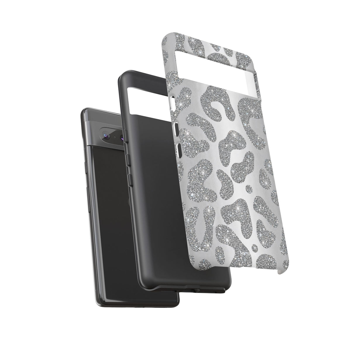 Silver Glitter Leopard Tough Case