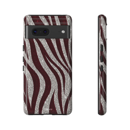 Burgundy Zebra Glitter Tough Case