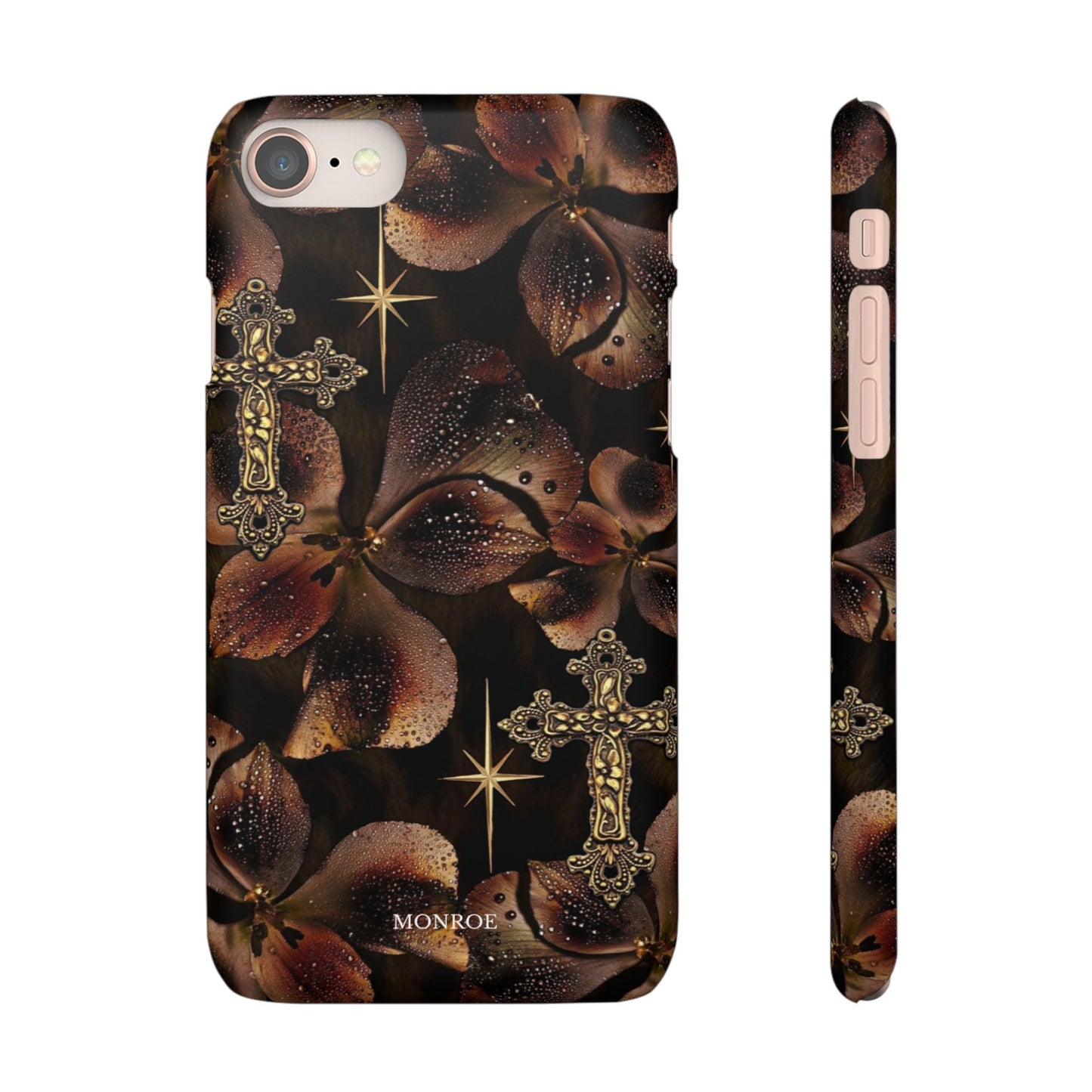 Brown Floral Cross Case