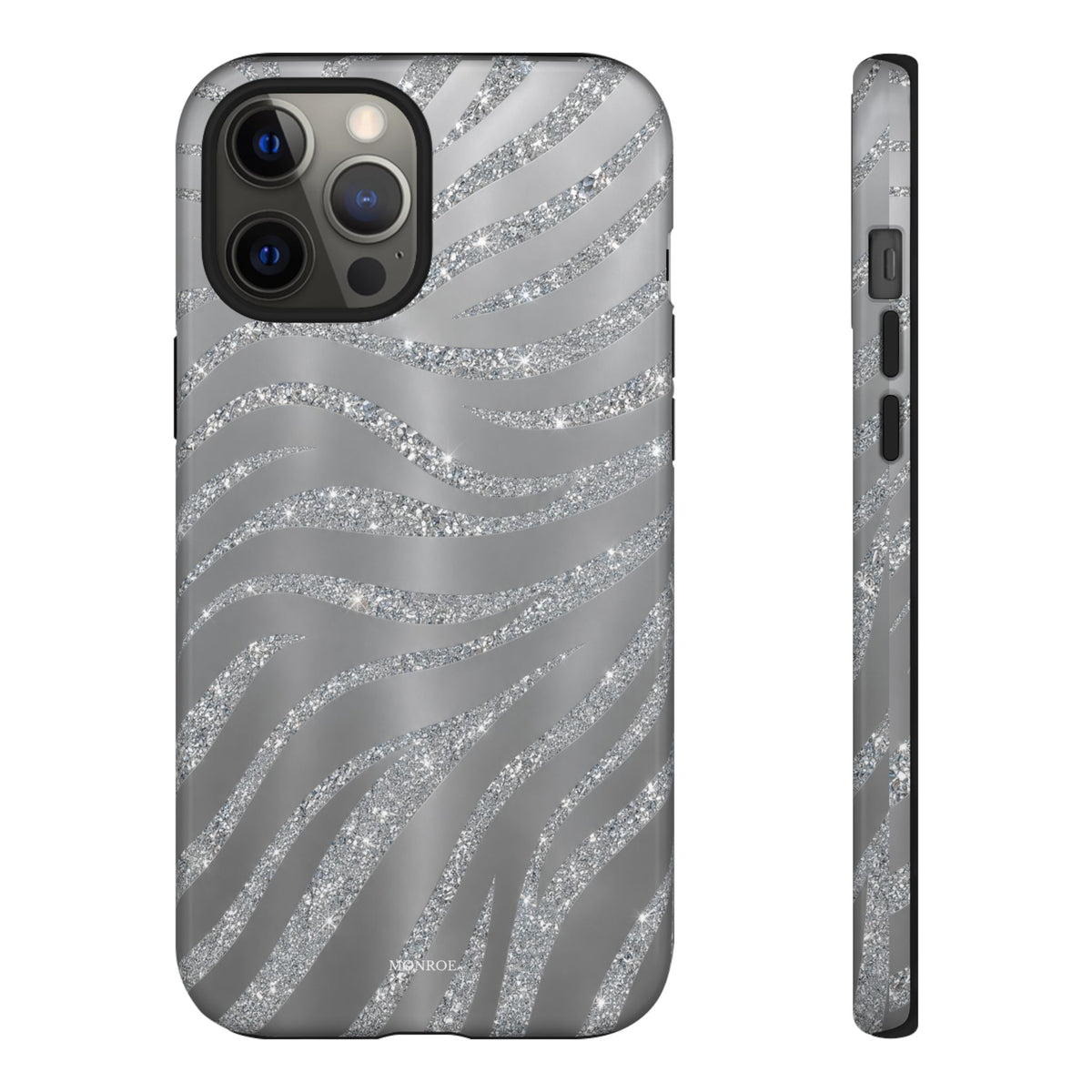 Silver Glitter Zebra Tough Case