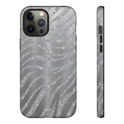 Silver Glitter Zebra Tough Case