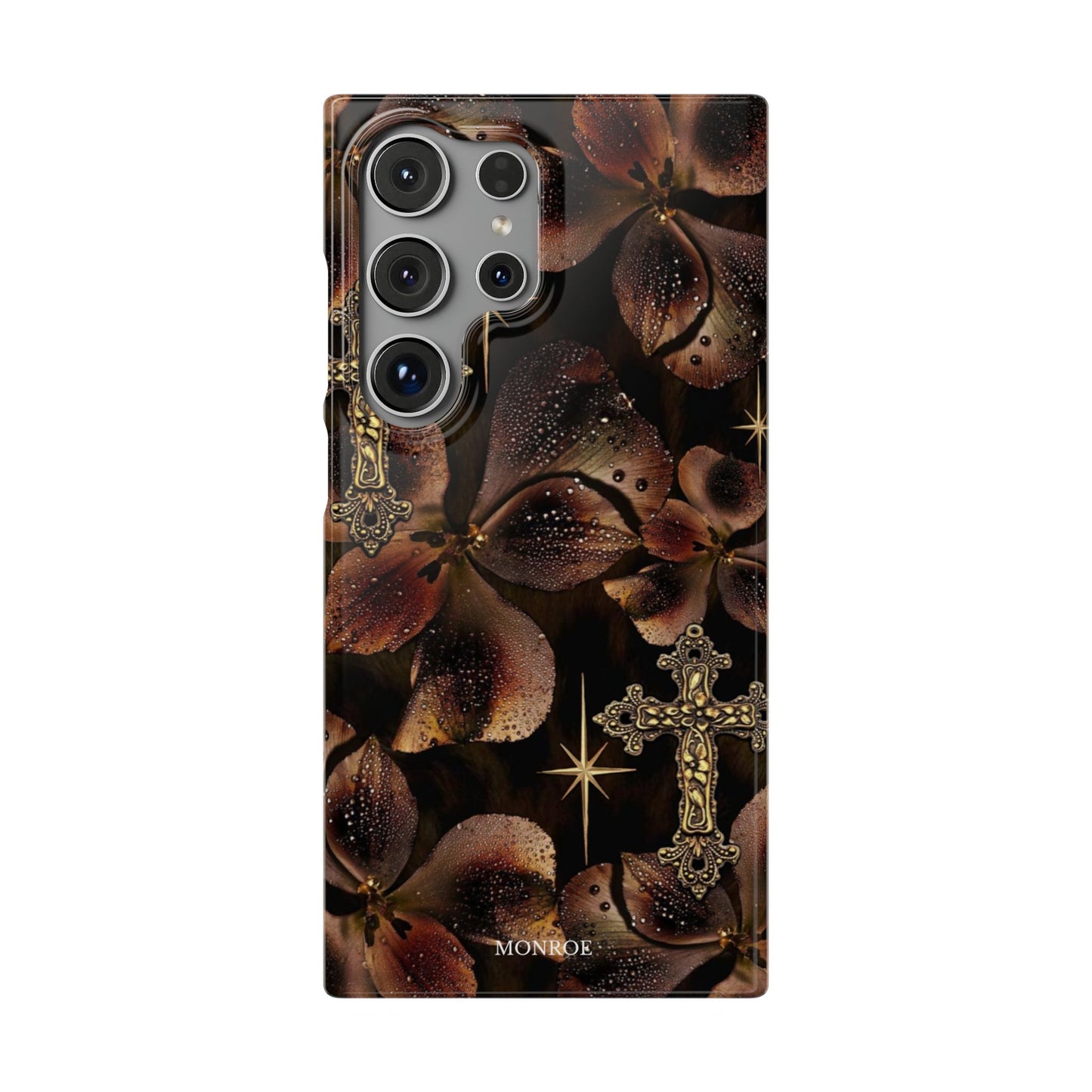 Brown Floral Cross Case