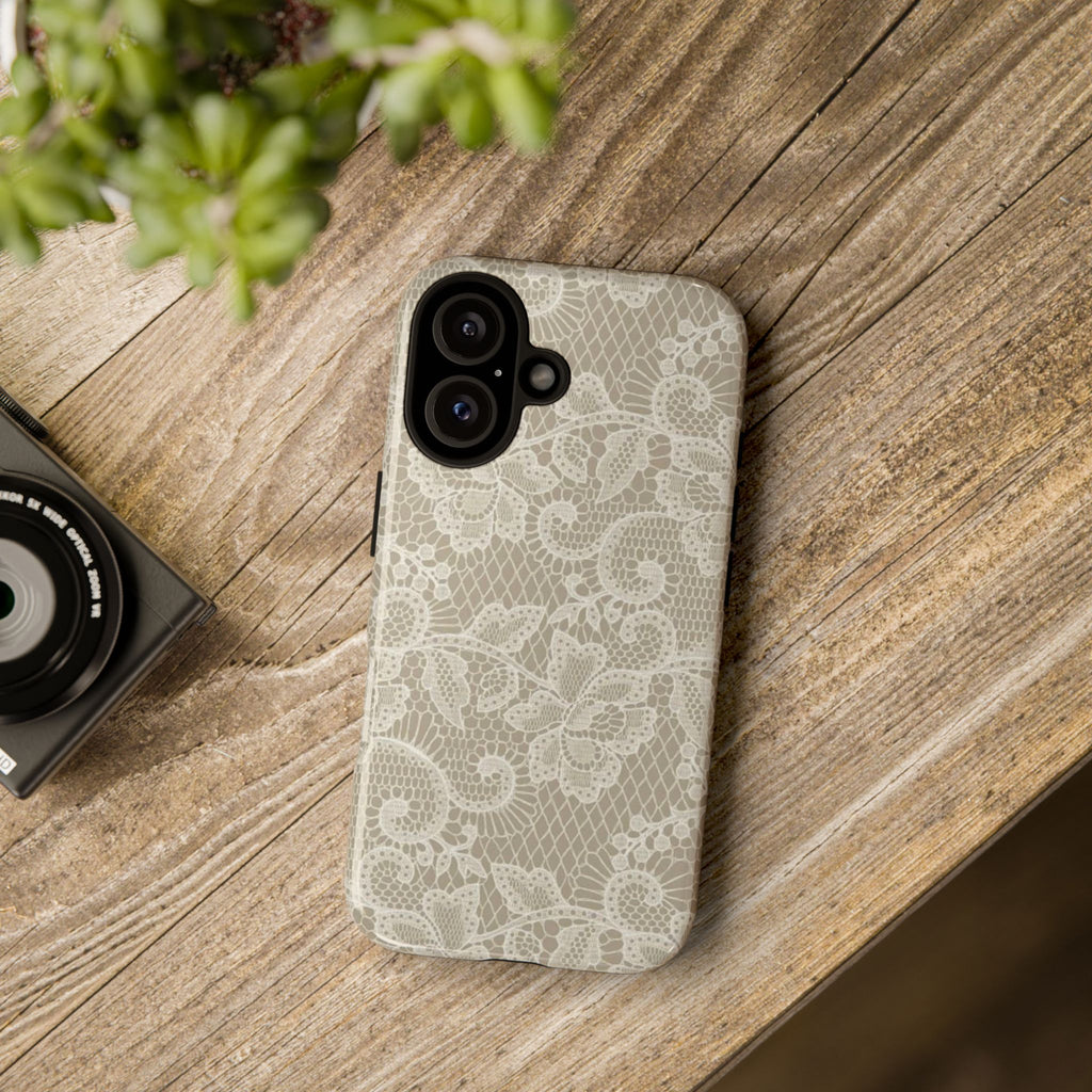 White Lace Pattern Tough Phone Case
