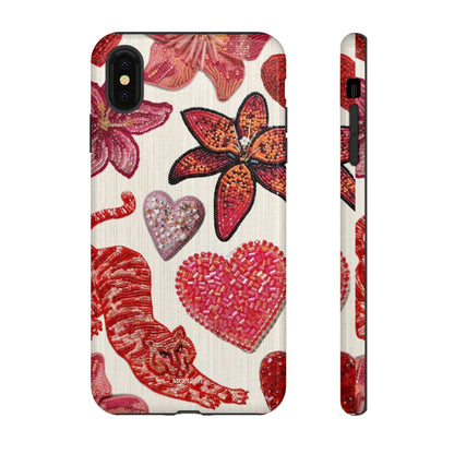 Floral & Heart Pattern Tough Case
