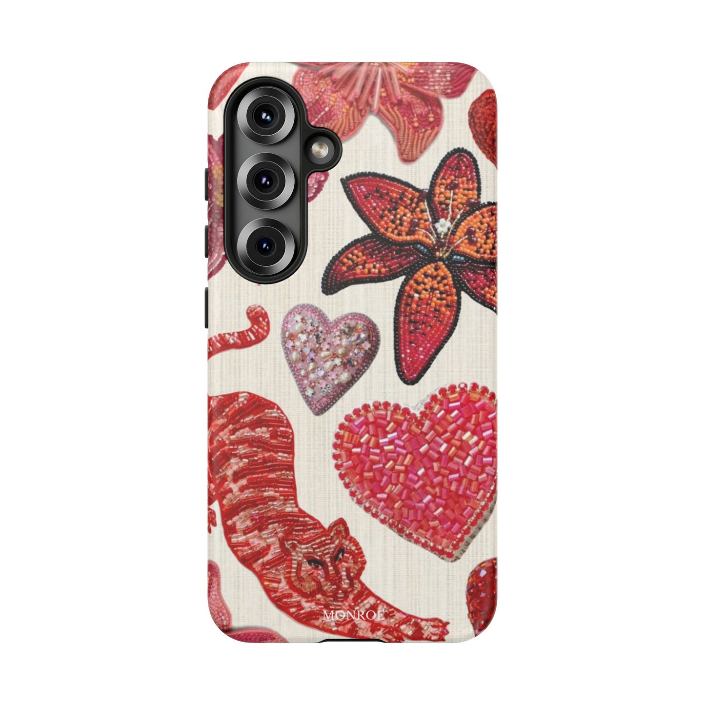 Floral & Heart Pattern Tough Case