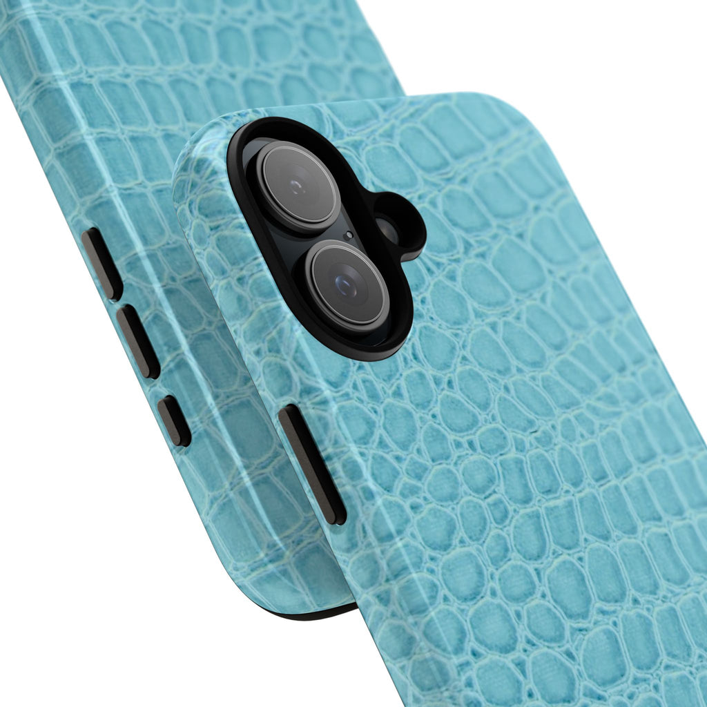 Croc Embossed Turquoise Phone Case