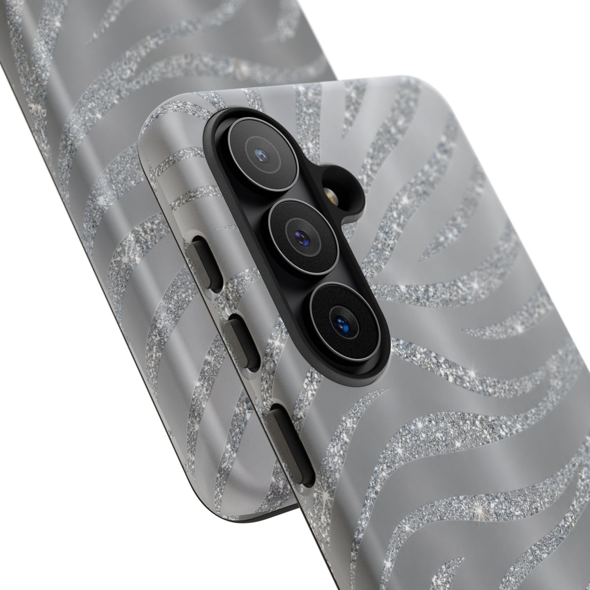Silver Glitter Zebra Tough Case