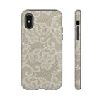 White Lace Pattern Tough Phone Case