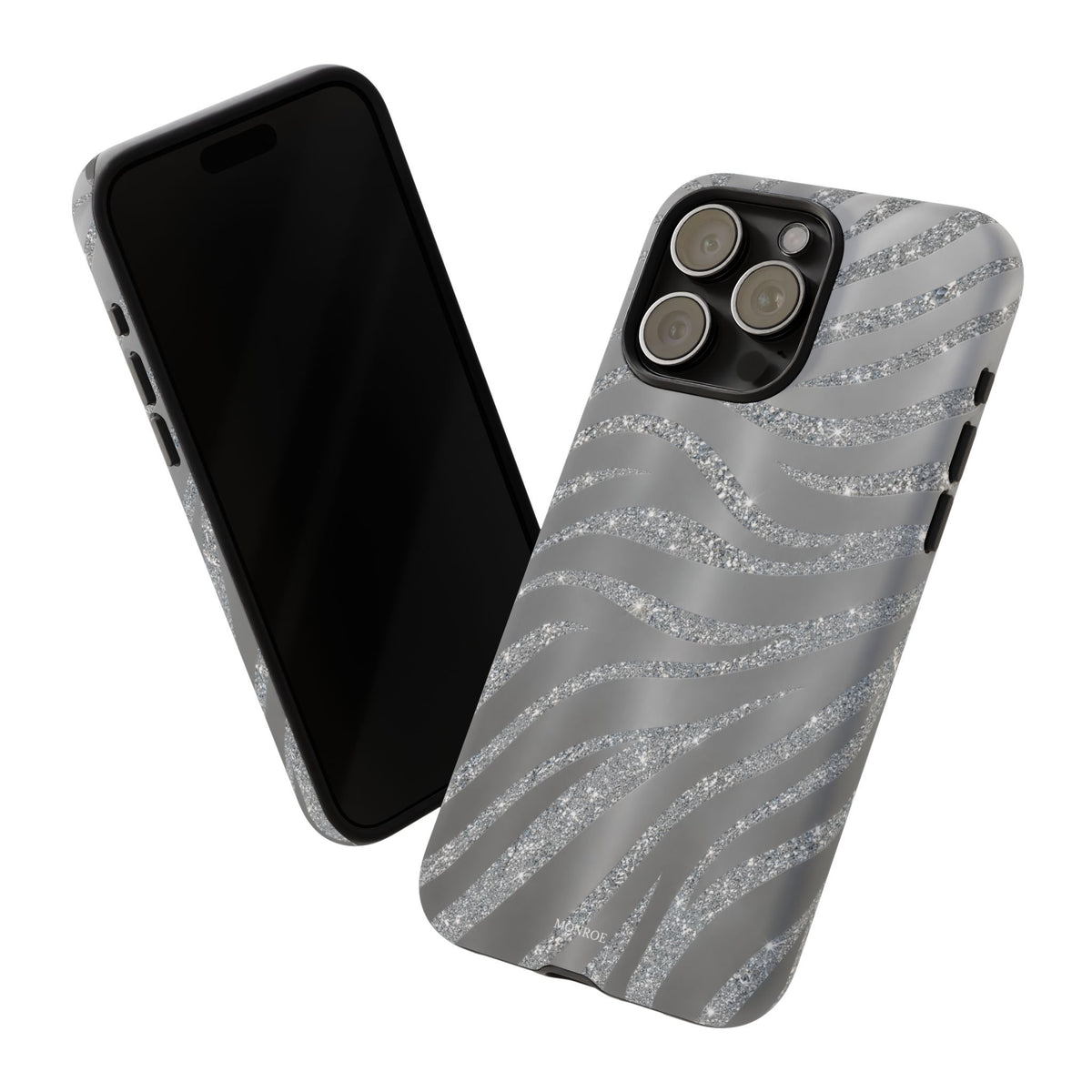Silver Glitter Zebra Tough Case