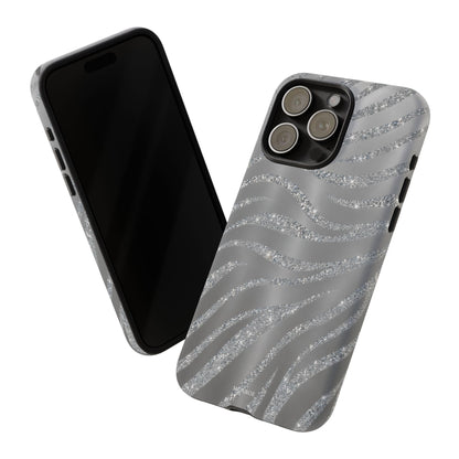 Silver Glitter Zebra Tough Case