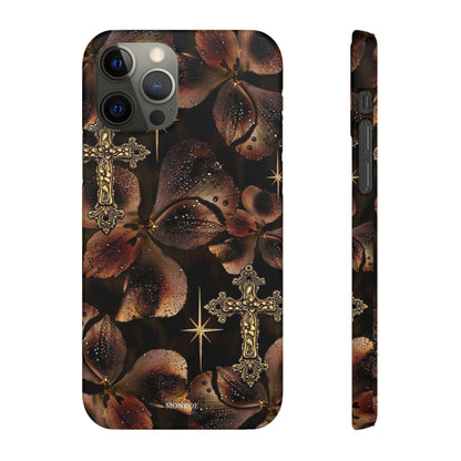 Brown Floral Cross Case