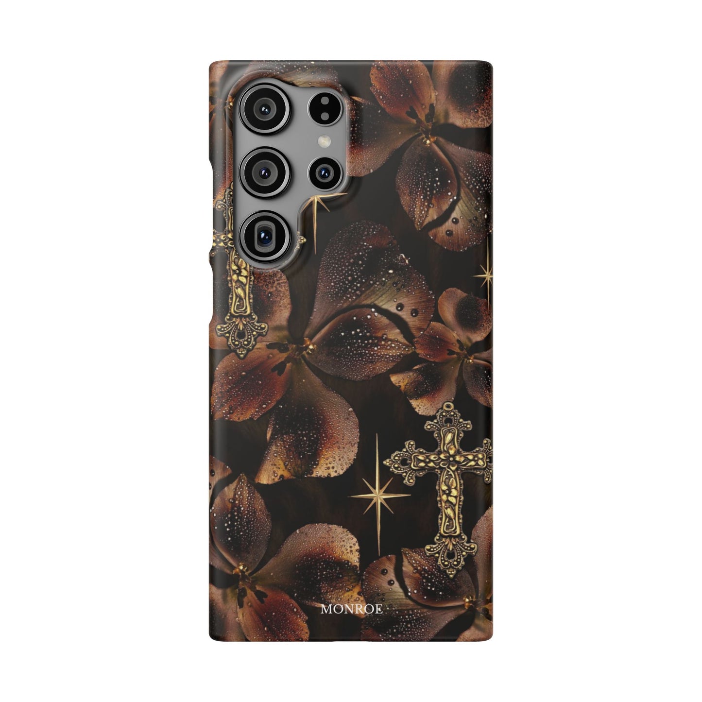 Brown Floral Cross Case