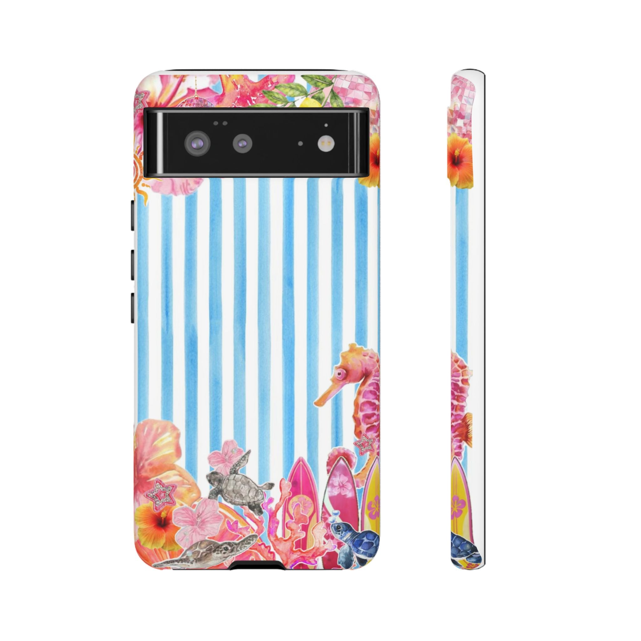 Beach Blue Striped Tough Phone Case