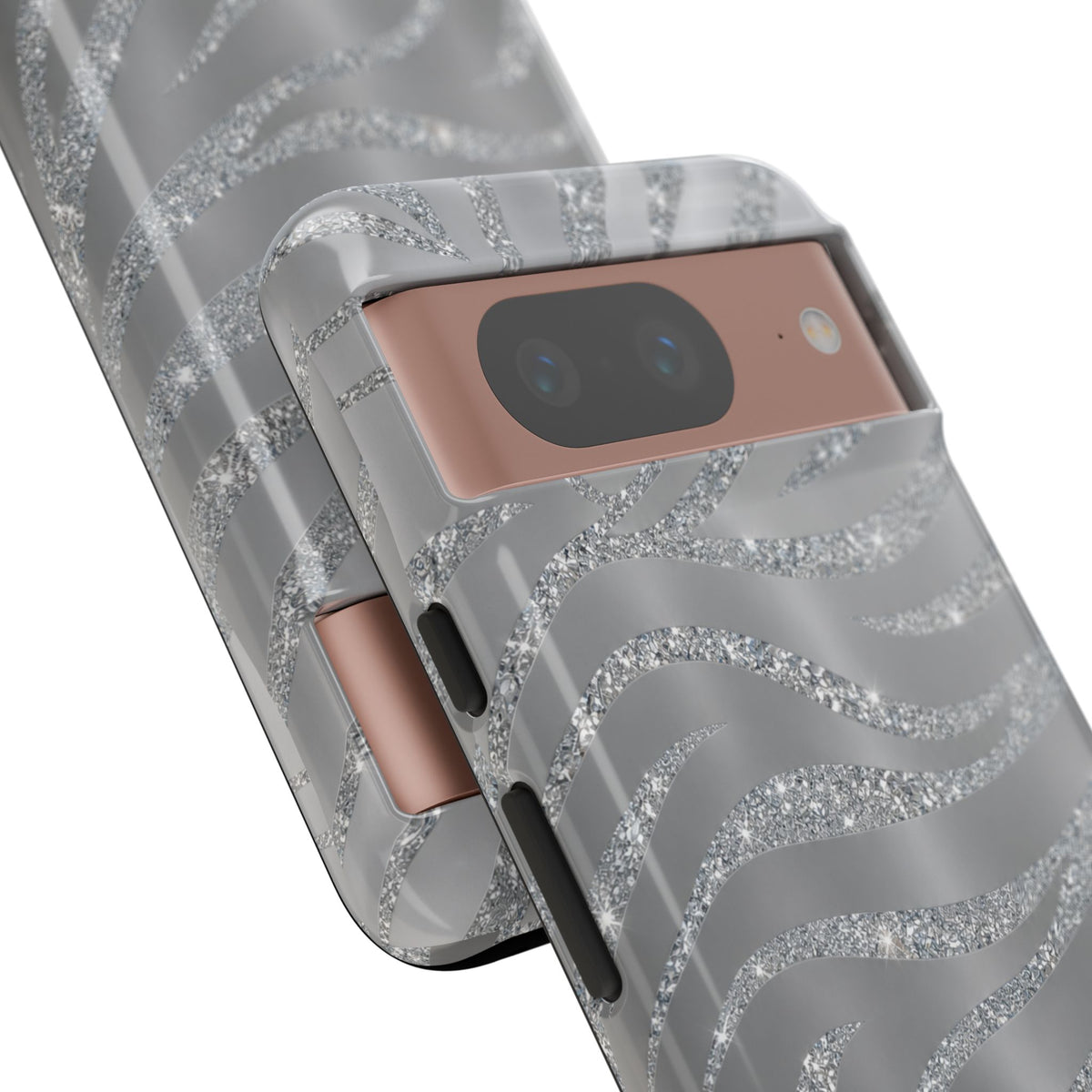 Silver Glitter Zebra Tough Case