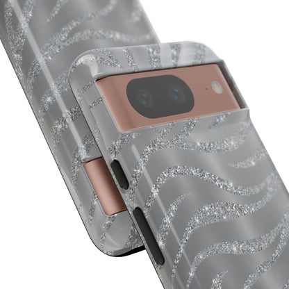 Silver Glitter Zebra Tough Case