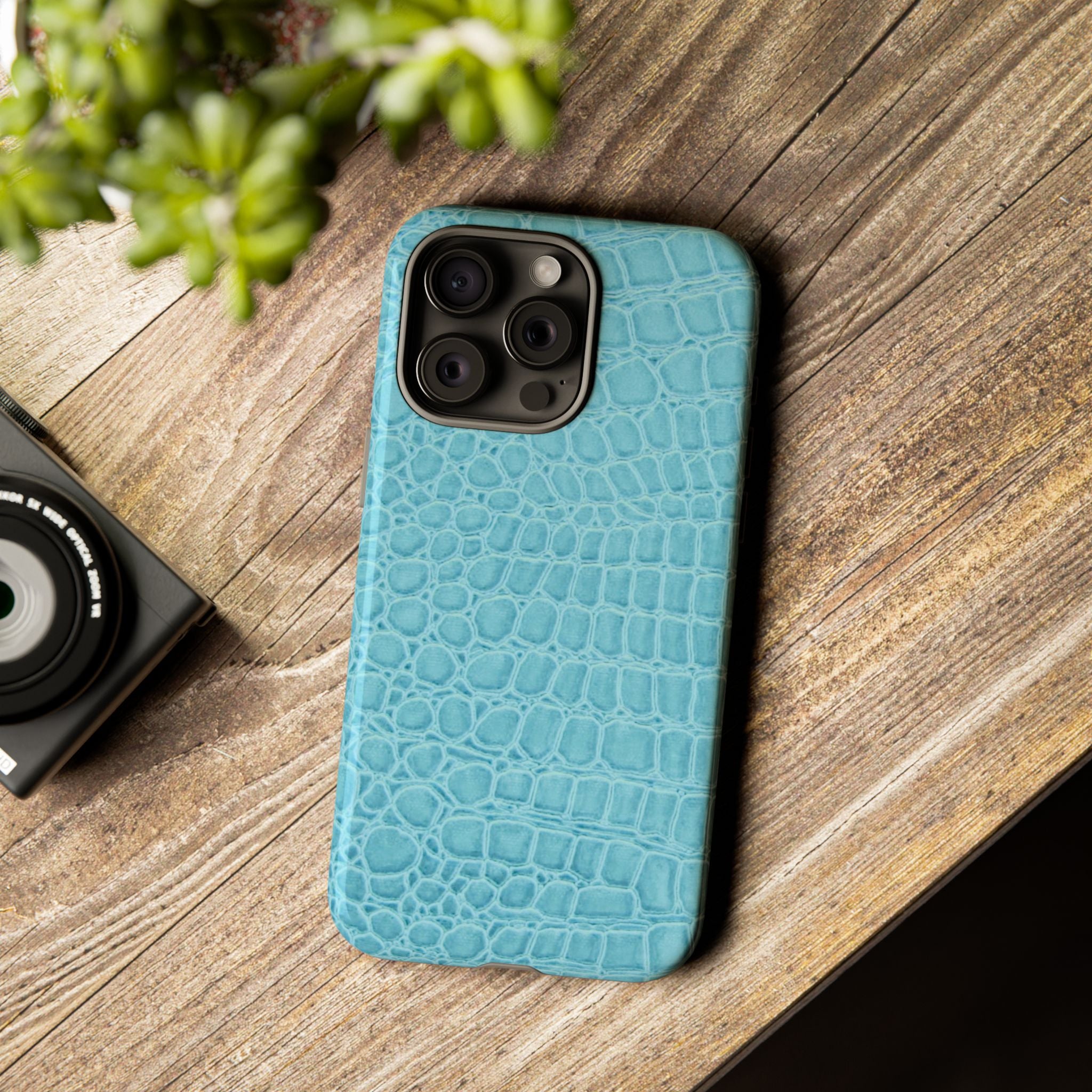 Croc Embossed Turquoise Phone Case