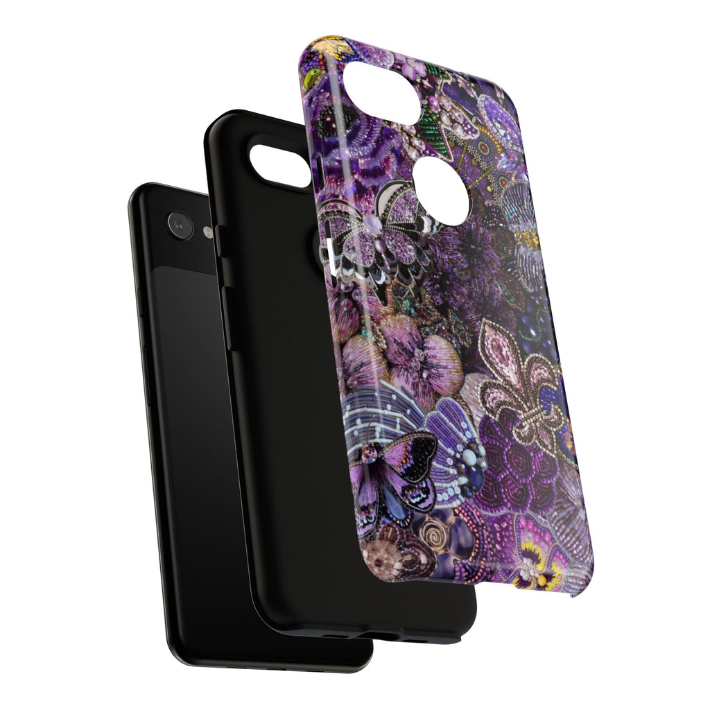 Purple Fleur-de-Lis Floral Tough Phone Case