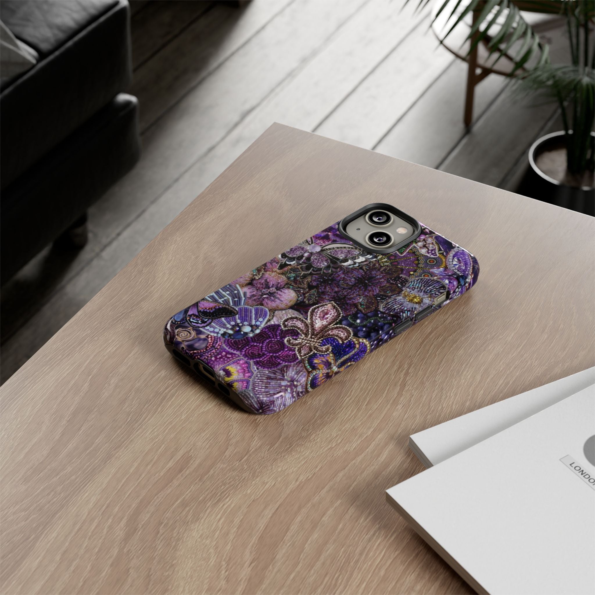 Purple Fleur-de-Lis Floral Tough Phone Case