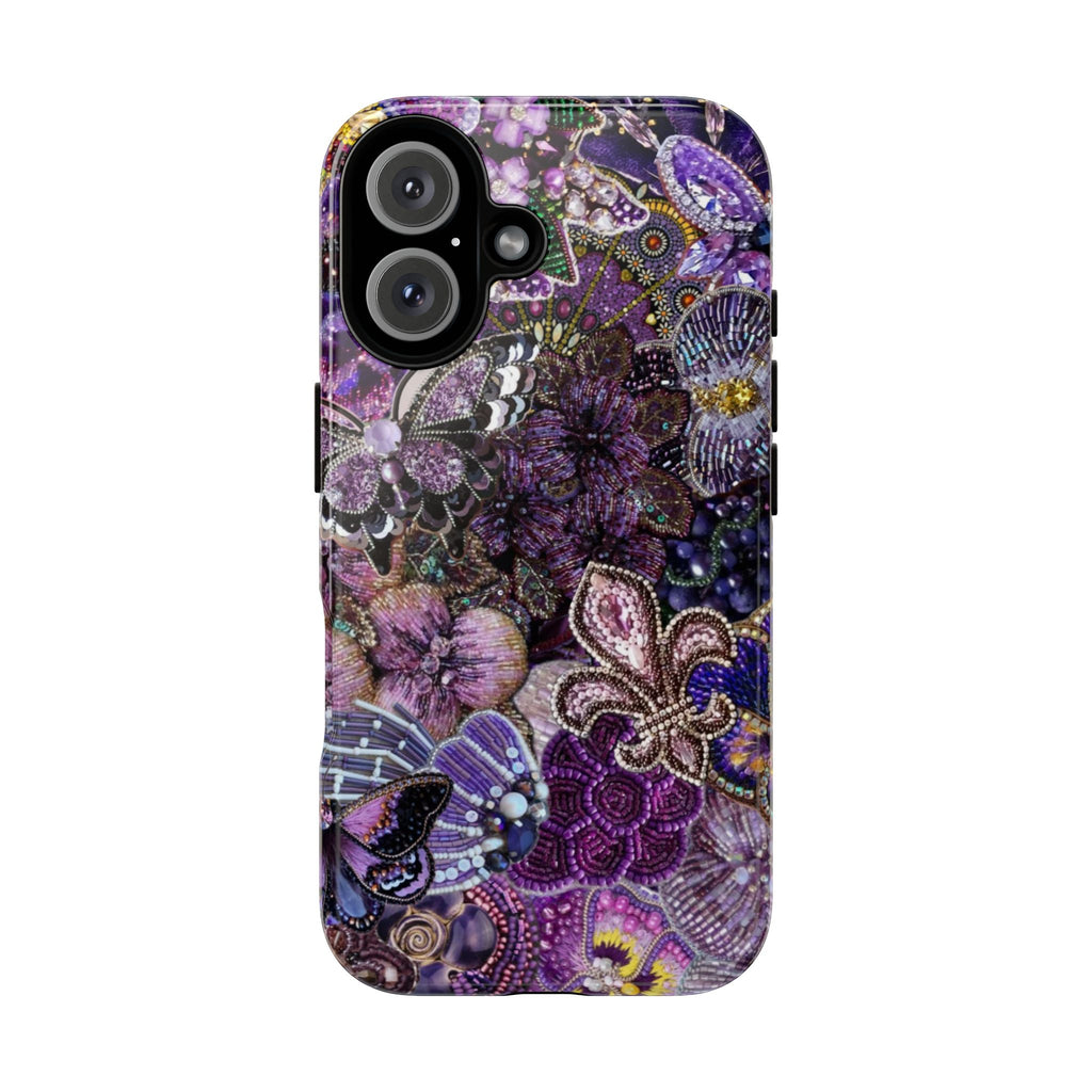 Purple Fleur-de-Lis Floral Tough Phone Case