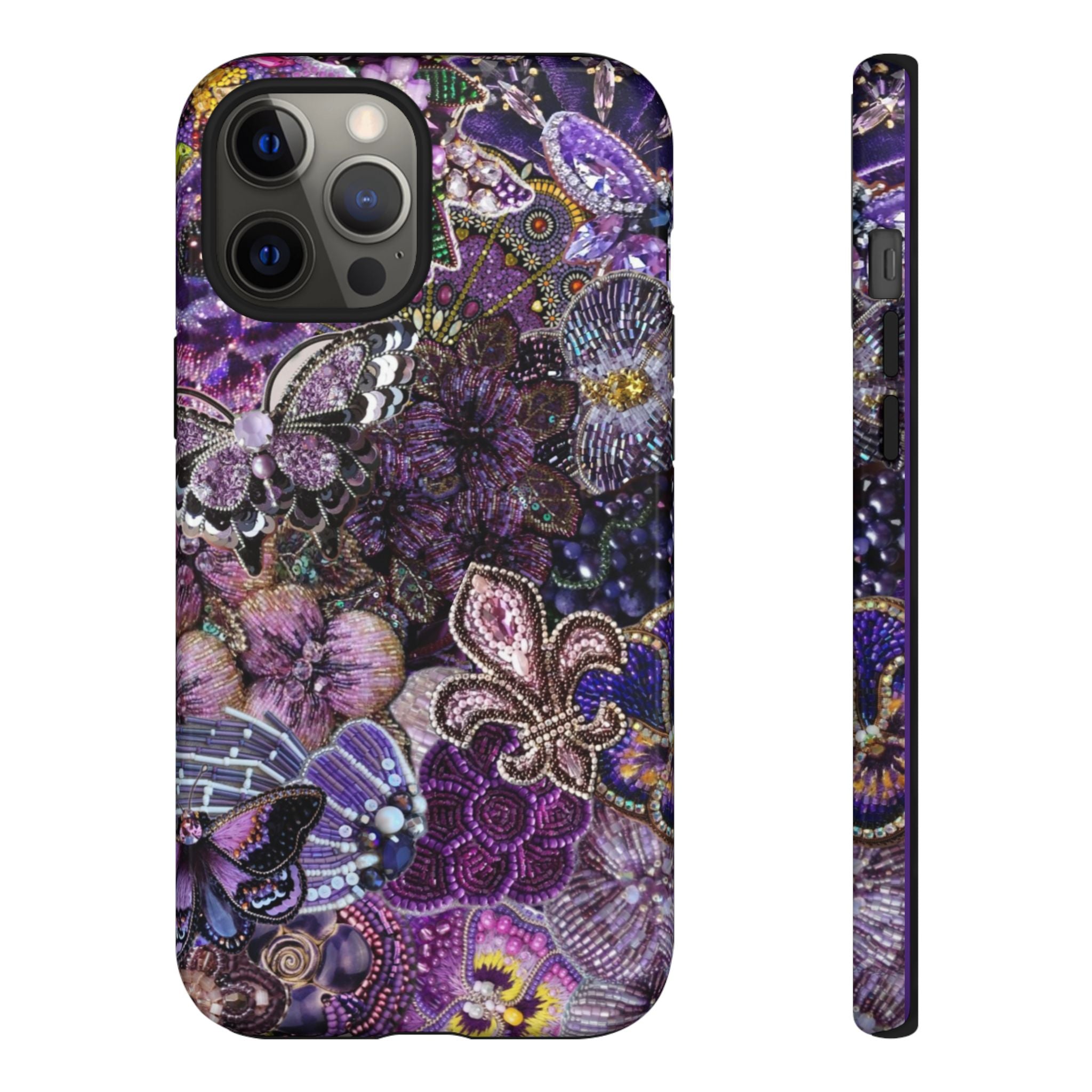Purple Fleur-de-Lis Floral Tough Phone Case
