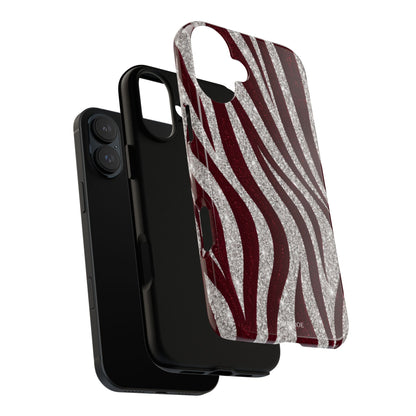 Burgundy Zebra Glitter Tough Case