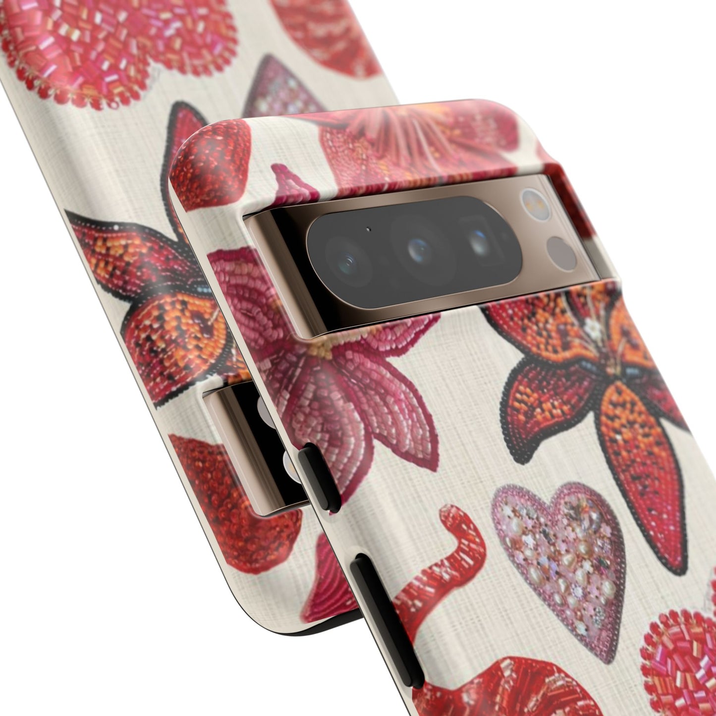 Floral & Heart Pattern Tough Case