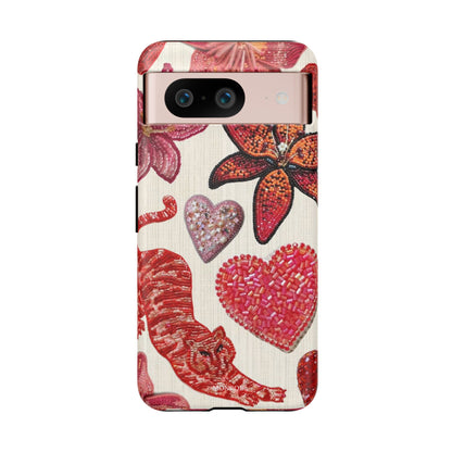 Floral & Heart Pattern Tough Case