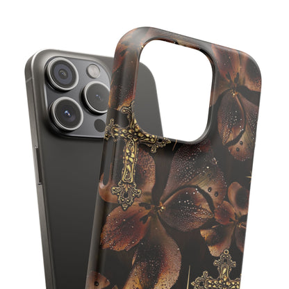 Brown Floral Cross Case