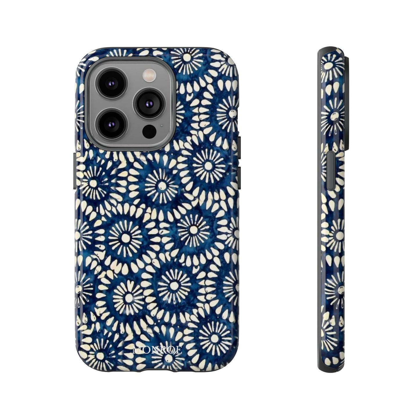 Navy Shibori Floral Tough Phone Case