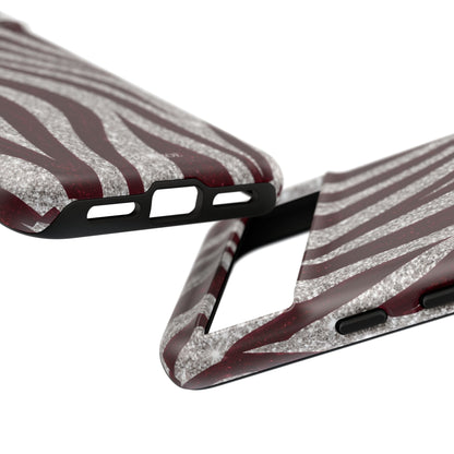 Burgundy Zebra Glitter Tough Case