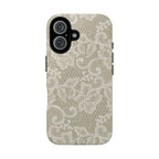 White Lace Pattern Tough Phone Case