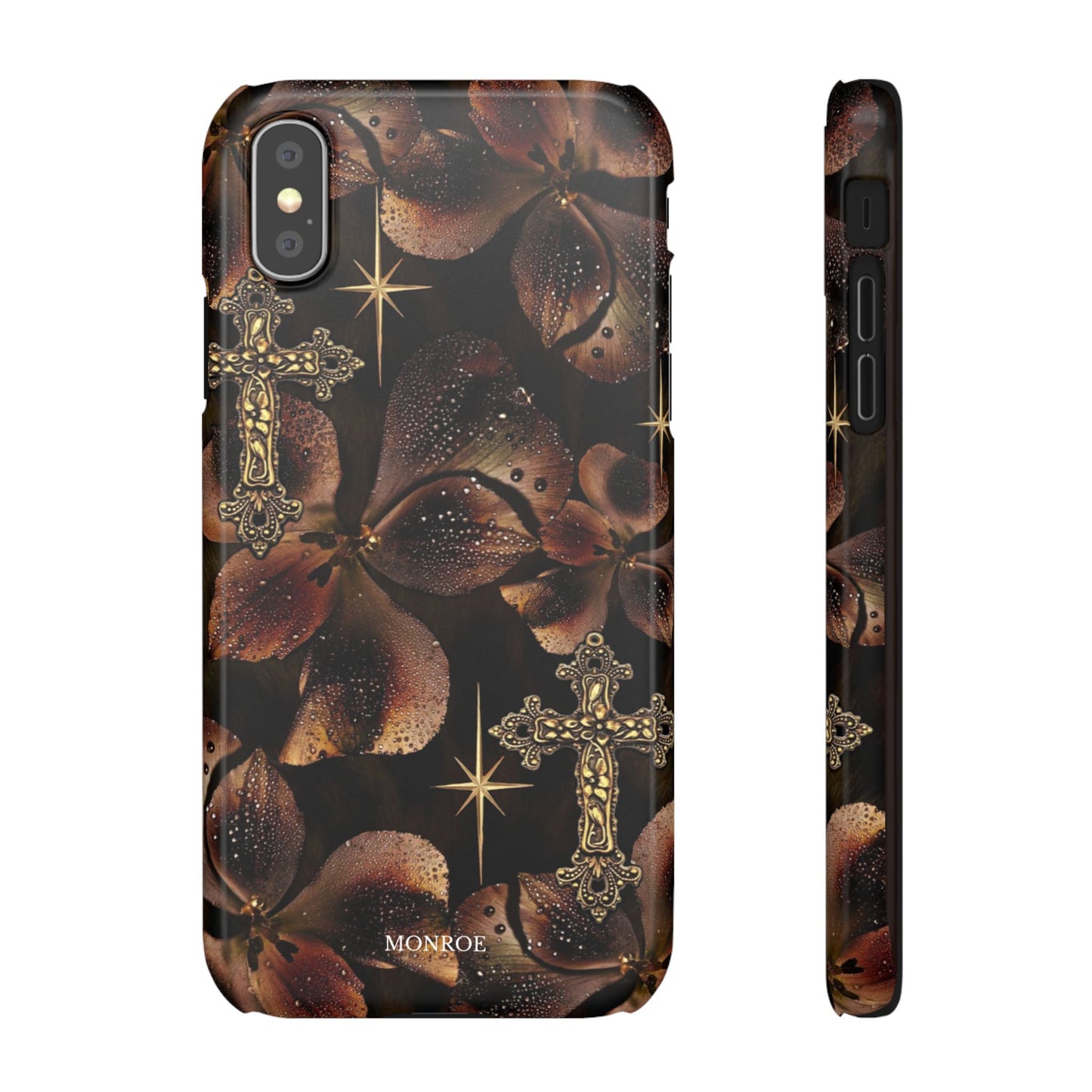 Brown Floral Cross Case