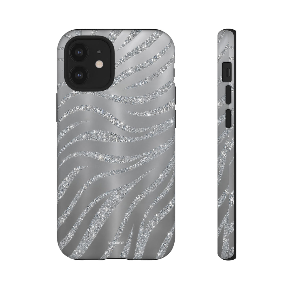 Silver Glitter Zebra Tough Case