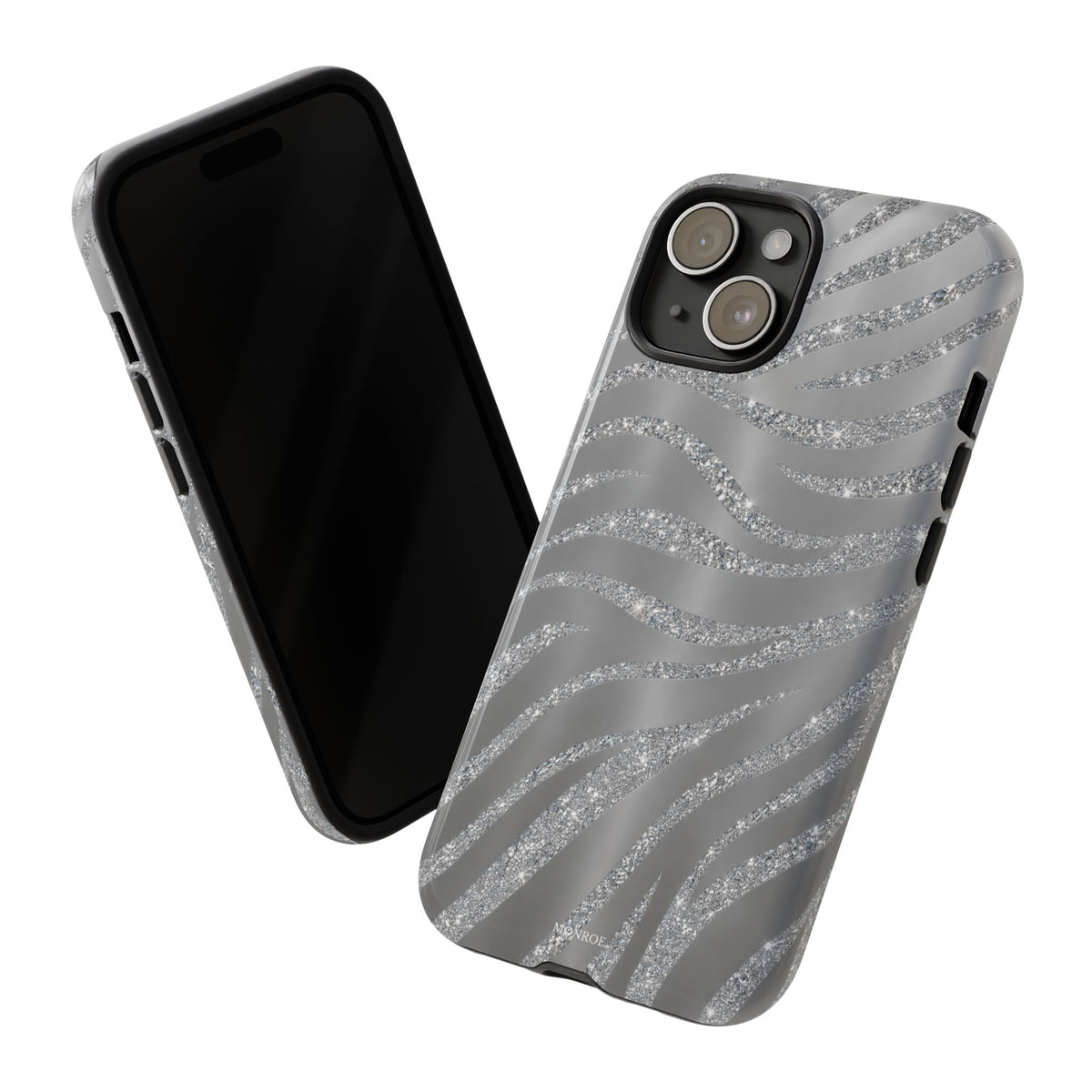 Silver Glitter Zebra Tough Case