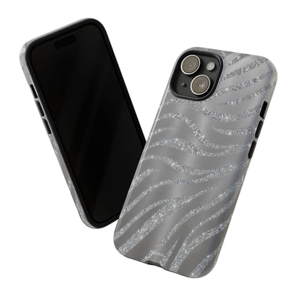 Silver Glitter Zebra Tough Case