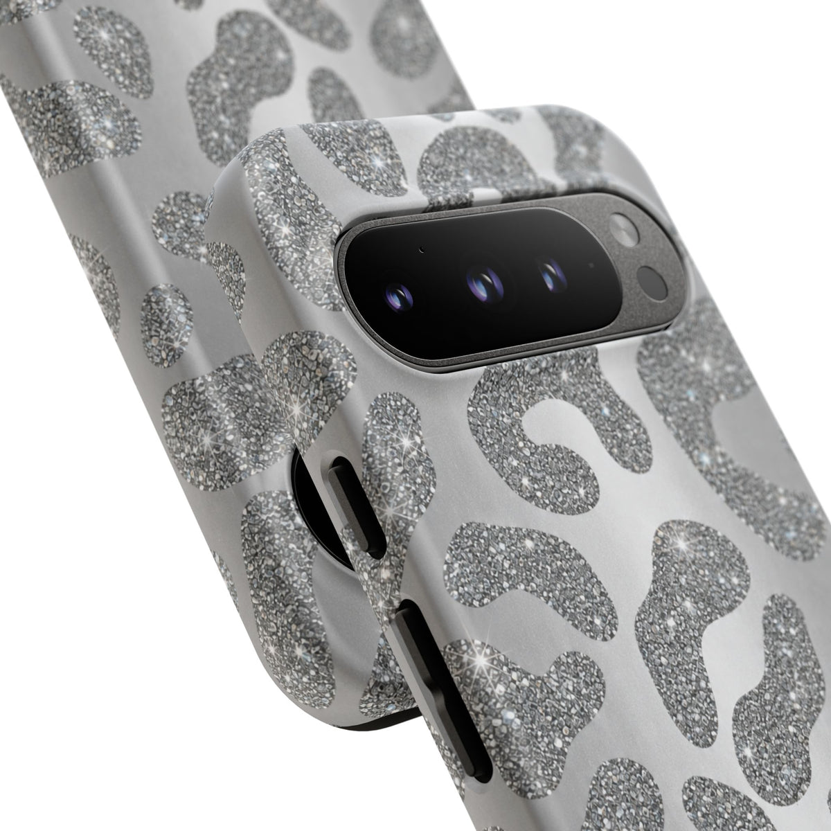 Silver Glitter Leopard Tough Case