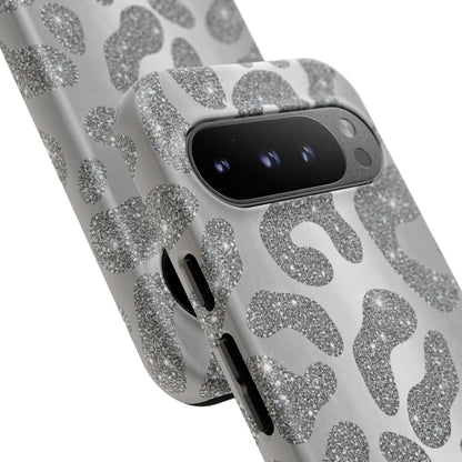 Silver Glitter Leopard Tough Case