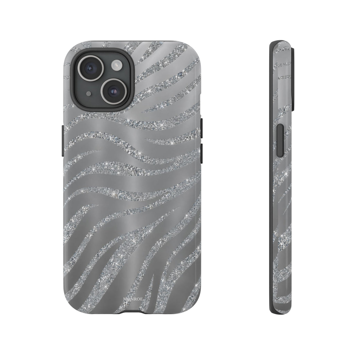 Silver Glitter Zebra Tough Case