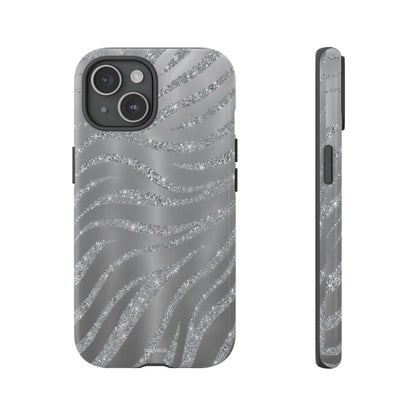 Silver Glitter Zebra Tough Case