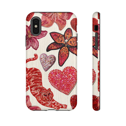 Floral & Heart Pattern Tough Case