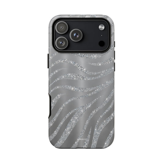 Silver Glitter Zebra Tough Case
